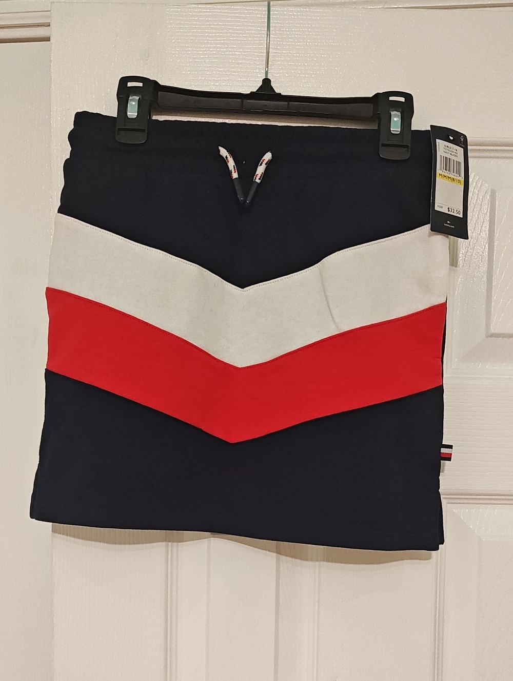 Tommy Hilfiger Navy Skirt with White and Red Chevron